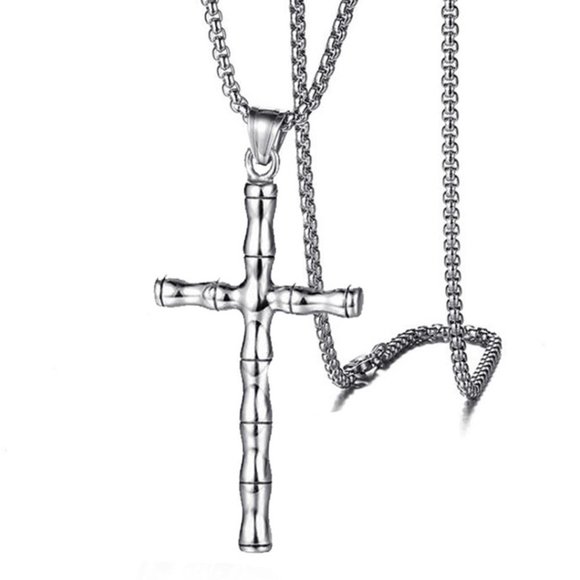 ❤️Fashionable Bamboo Cross Christian Pendant Necklace for women/men,N90201P196 - Picture 5 of 8